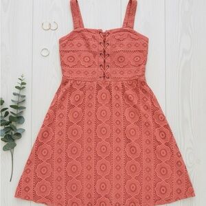 AEROSOLES Terracotta Lace Midi Dress